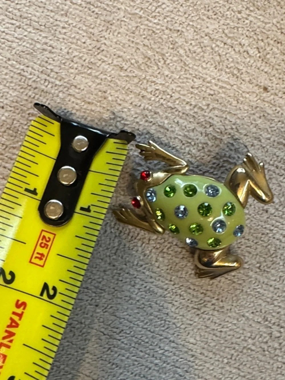 Green Crystal Frog Brooches - Set of 2